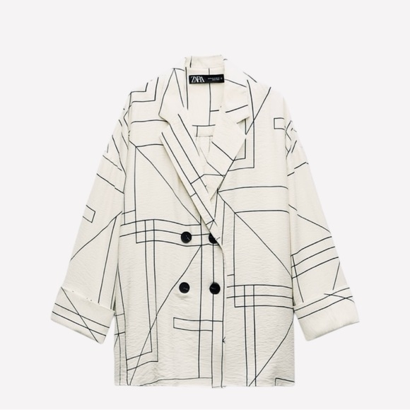 ZARA GEOMETRIC PRINT BLAZER - Picture 3 of 11